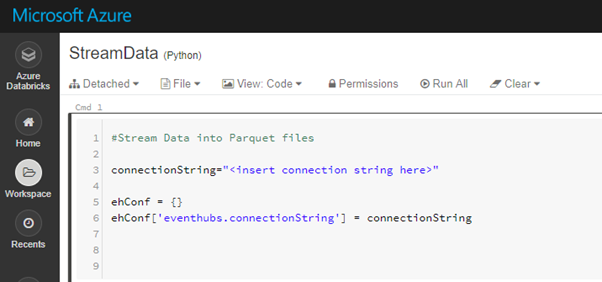 Event Hub connection string configuration