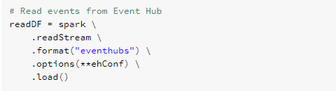 Reading data from Event Hub into a Dataframe