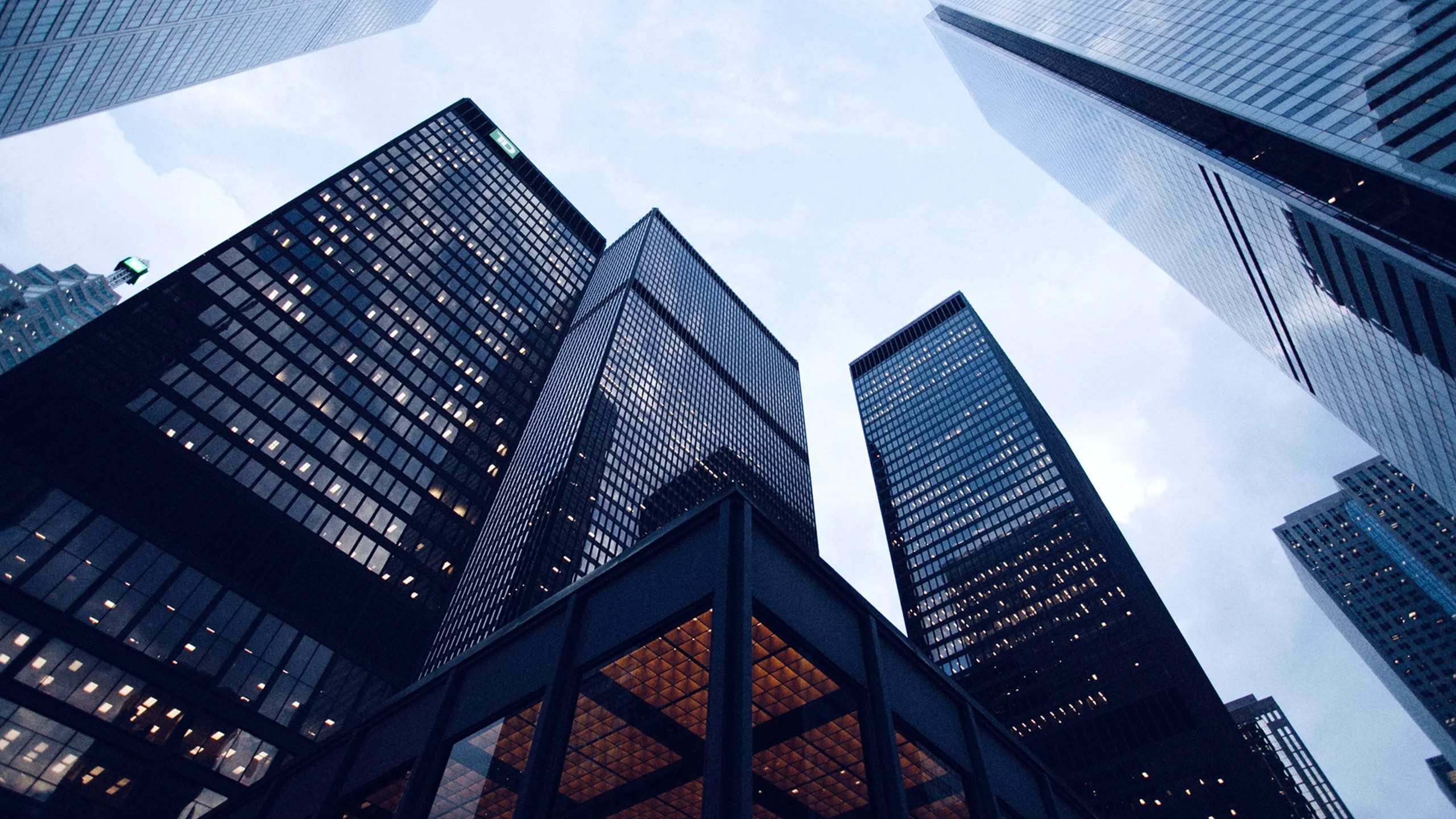 Black skyscrapers against the sky